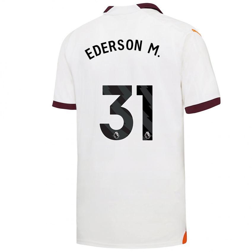 Barn Ederson Moraes #31 Hvit Bortetrøye Drakt Trøye 2023/24 Skjorter T-Skjorte