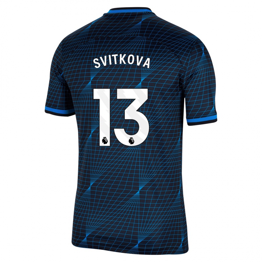 Barn Katerina Svitkova #13 Mørke Blå Bortetrøye Drakt Trøye 2023/24 Skjorter T-Skjorte