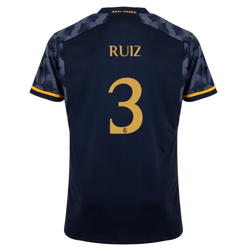 Barn David Ruiz #3 Mørke Blå Bortetrøye Drakt Trøye 2023/24 Skjorter T-Skjorte