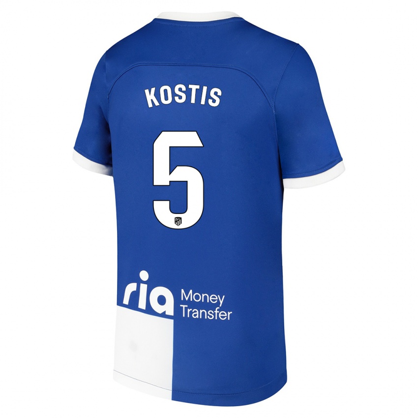 Barn Ilias Kostis #5 Blå Hvit Bortetrøye Drakt Trøye 2023/24 Skjorter T-Skjorte