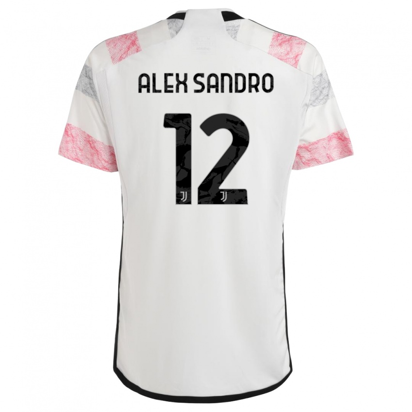 Barn Alex Sandro #12 Hvit Rosa Bortetrøye Drakt Trøye 2023/24 Skjorter T-Skjorte