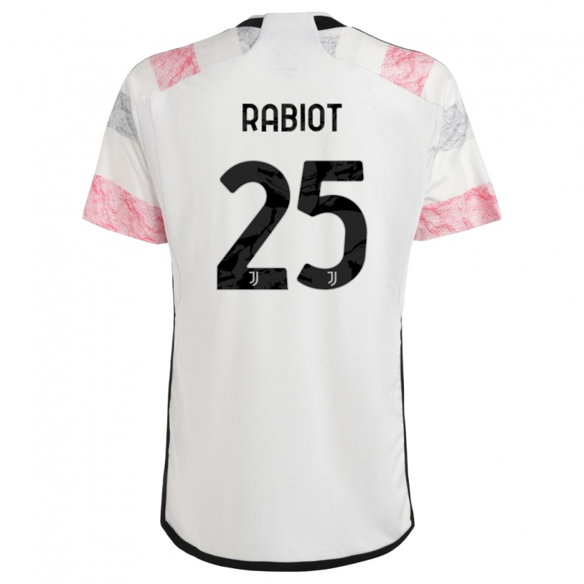 Barn Adrien Rabiot #25 Hvit Rosa Bortetrøye Drakt Trøye 2023/24 Skjorter T-Skjorte