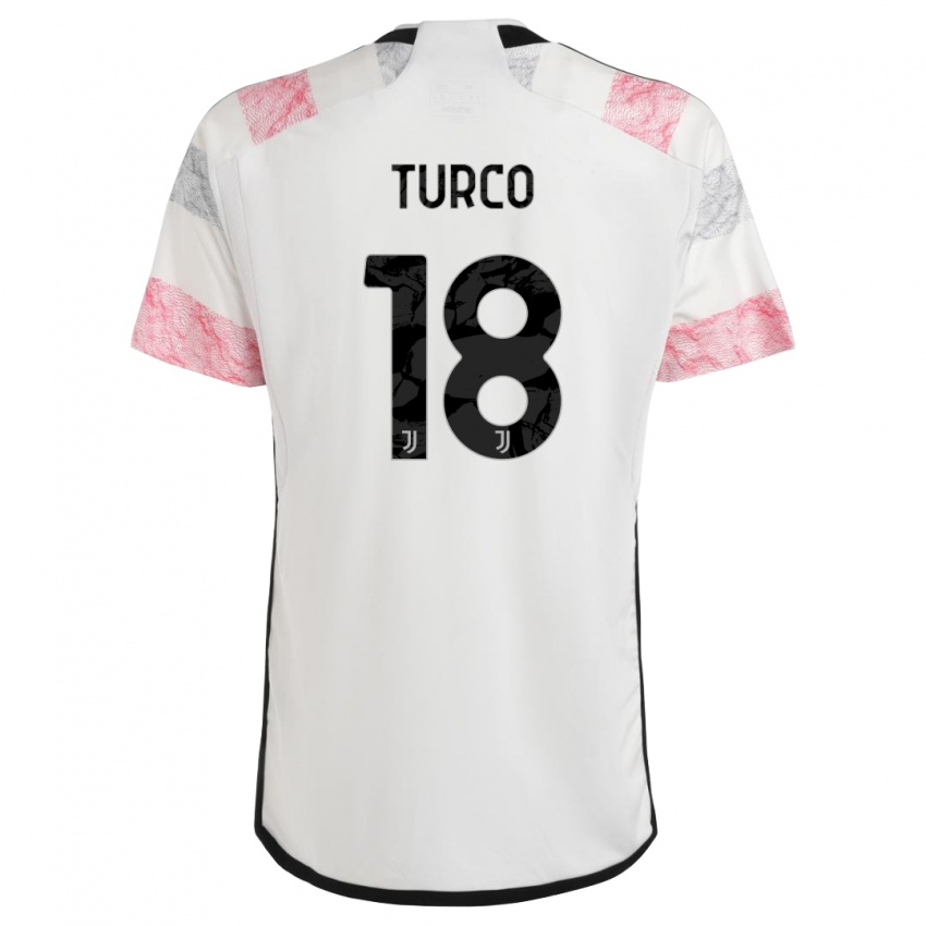 Barn Nicolo Turco #18 Hvit Rosa Bortetrøye Drakt Trøye 2023/24 Skjorter T-Skjorte
