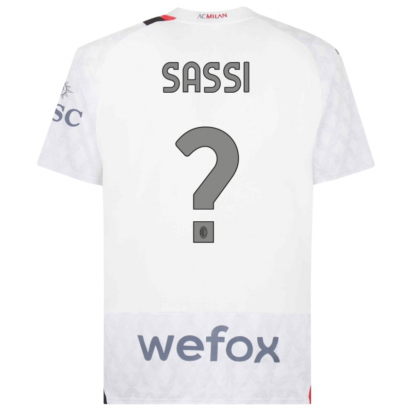 Barn Simone Sassi #0 Hvit Bortetrøye Drakt Trøye 2023/24 Skjorter T-Skjorte