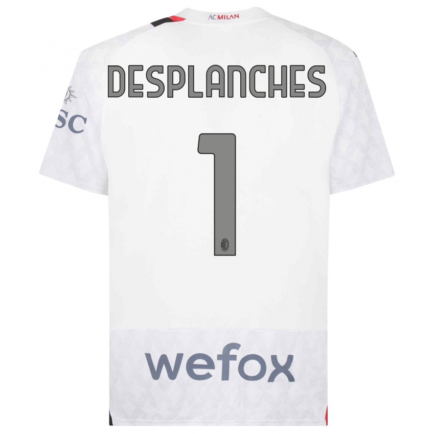 Barn Sebastiano Desplanches #1 Hvit Bortetrøye Drakt Trøye 2023/24 Skjorter T-Skjorte
