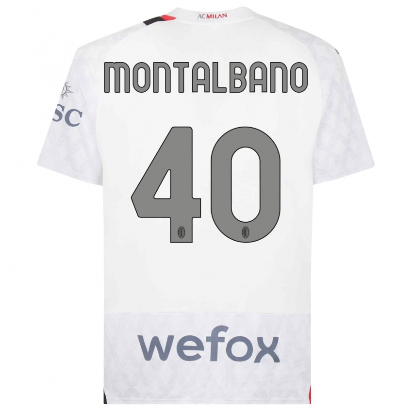 Barn Nicolo Montalbano #40 Hvit Bortetrøye Drakt Trøye 2023/24 Skjorter T-Skjorte