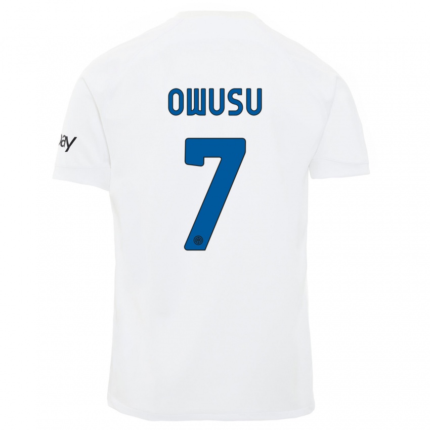 Barn Enoch Owusu #7 Hvit Bortetrøye Drakt Trøye 2023/24 Skjorter T-Skjorte