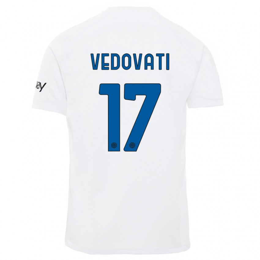 Barn Gabriele Vedovati #17 Hvit Bortetrøye Drakt Trøye 2023/24 Skjorter T-Skjorte
