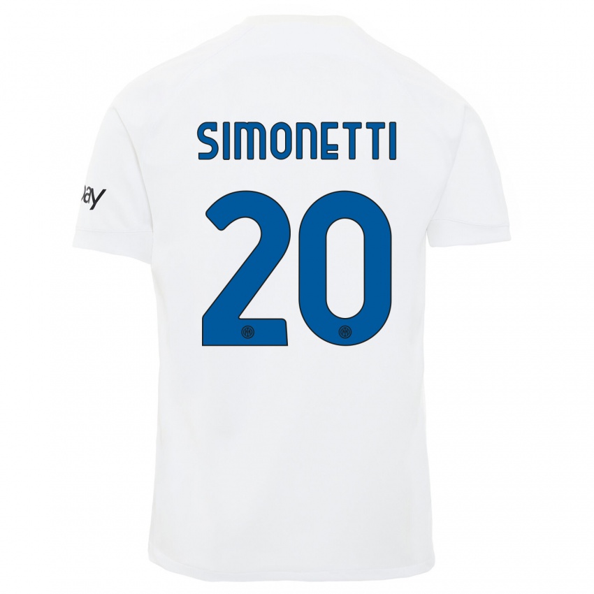 Barn Flaminia Simonetti #20 Hvit Bortetrøye Drakt Trøye 2023/24 Skjorter T-Skjorte