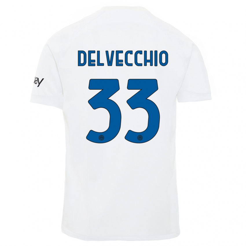 Barn Gabriele Delvecchio #33 Hvit Bortetrøye Drakt Trøye 2023/24 Skjorter T-Skjorte
