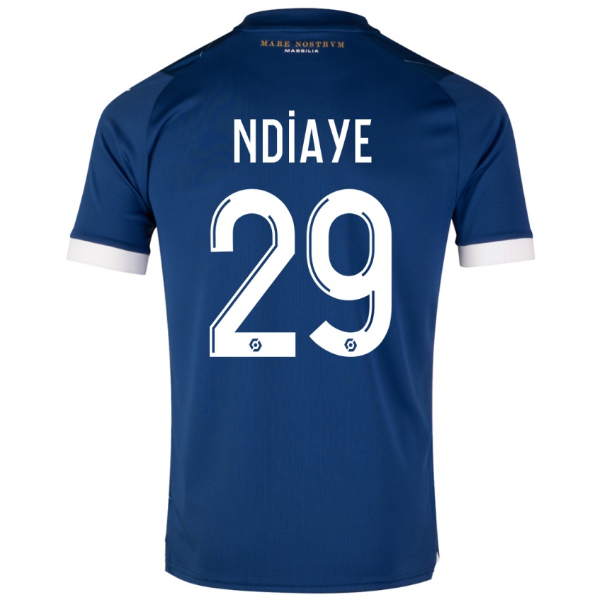 Barn Iliman Ndiaye #29 Mørke Blå Bortetrøye Drakt Trøye 2023/24 Skjorter T-Skjorte