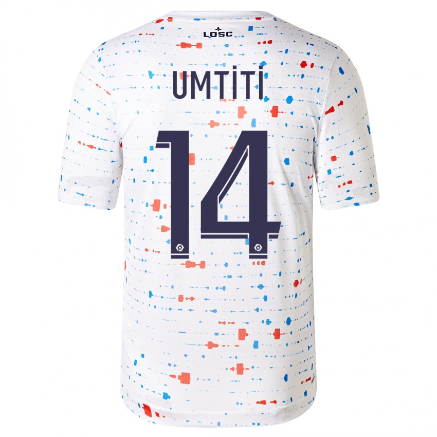 Barn Samuel Umtiti #14 Hvit Bortetrøye Drakt Trøye 2023/24 Skjorter T-Skjorte
