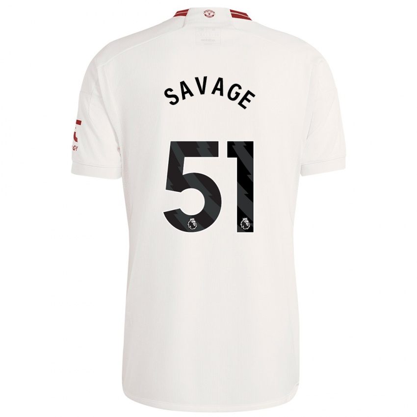 Barn Charlie Savage #51 Hvit Tredje Sett Drakt Trøye 2023/24 Skjorter T-Skjorte
