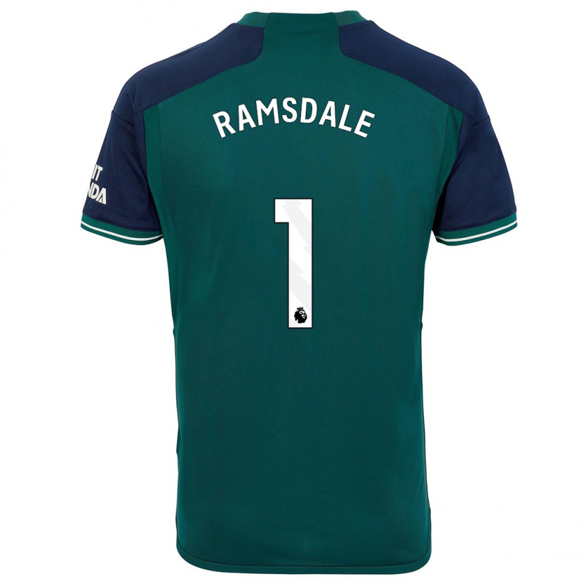 Barn Aaron Ramsdale #1 Grønn Tredje Sett Drakt Trøye 2023/24 Skjorter T-Skjorte