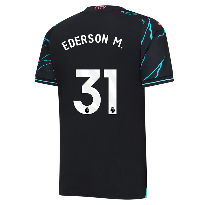 Barn Ederson Moraes #31 Mørke Blå Tredje Sett Drakt Trøye 2023/24 Skjorter T-Skjorte