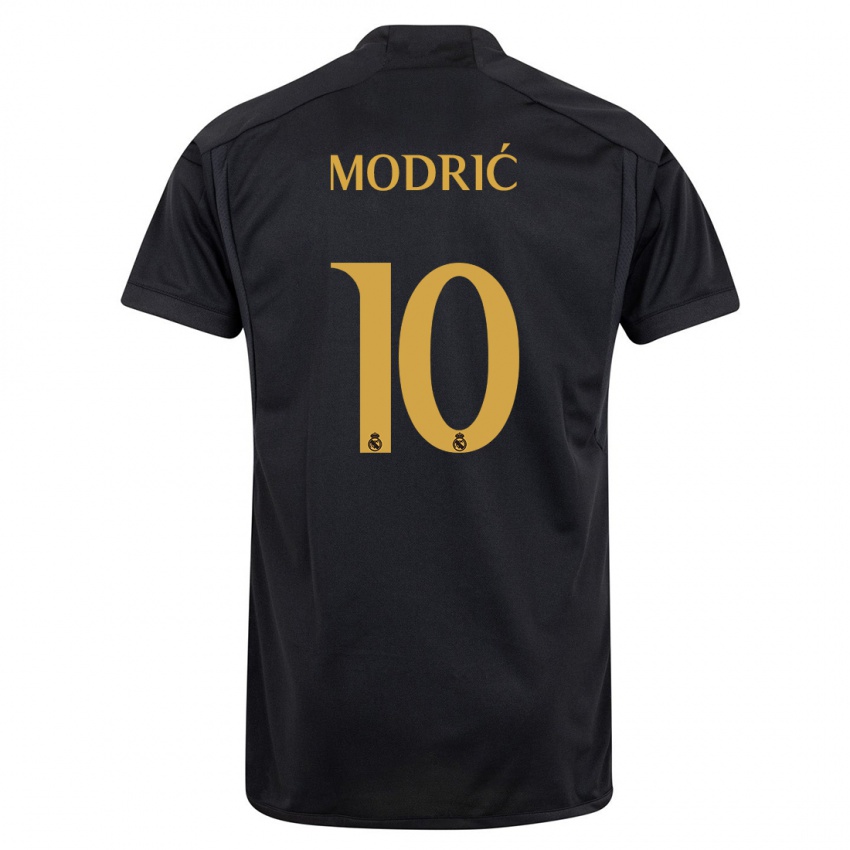 Barn Luka Modric #10 Svart Tredje Sett Drakt Trøye 2023/24 Skjorter T-Skjorte