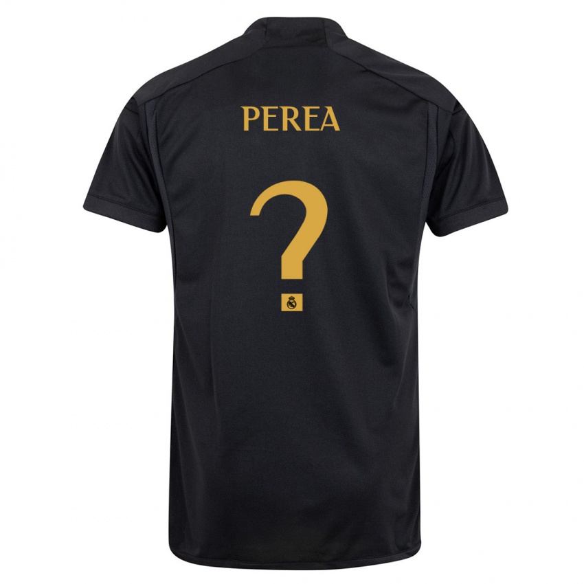 Barn Cristian Perea #0 Svart Tredje Sett Drakt Trøye 2023/24 Skjorter T-Skjorte