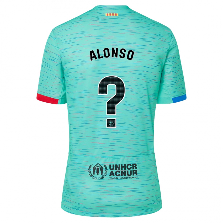 Barn Aáron Alonso #0 Lys Aqua Tredje Sett Drakt Trøye 2023/24 Skjorter T-Skjorte