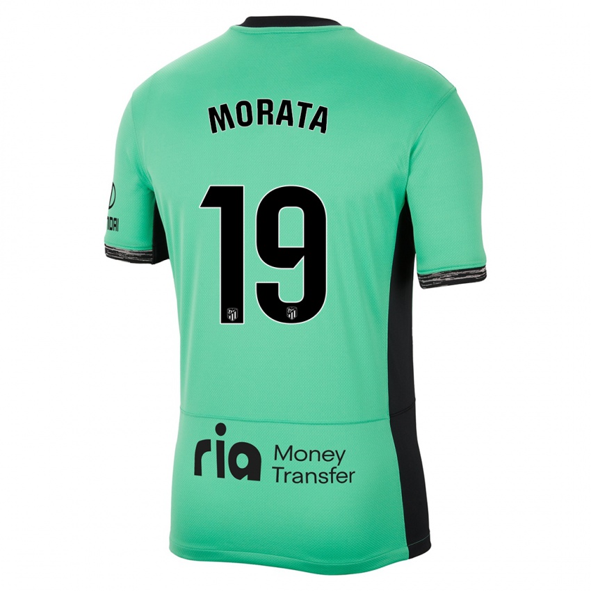Barn Alvaro Morata #19 Vårgrønn Tredje Sett Drakt Trøye 2023/24 Skjorter T-Skjorte