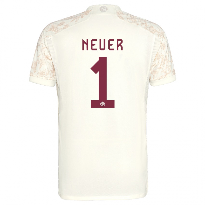 Barn Manuel Neuer #1 Off White Tredje Sett Drakt Trøye 2023/24 Skjorter T-Skjorte
