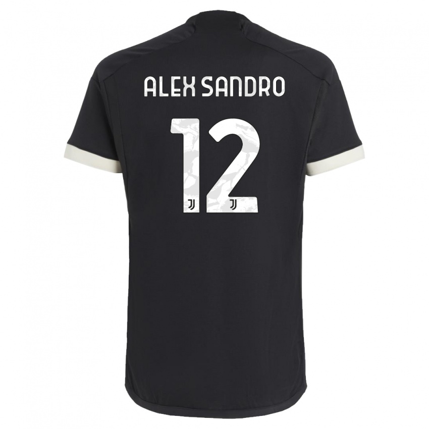 Barn Alex Sandro #12 Svart Tredje Sett Drakt Trøye 2023/24 Skjorter T-Skjorte
