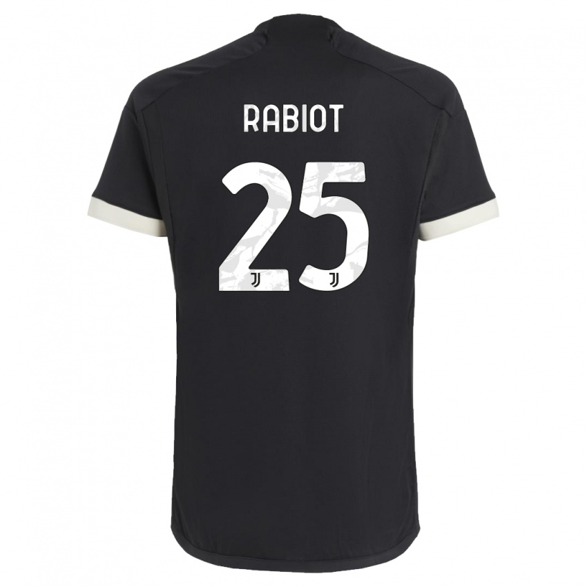Barn Adrien Rabiot #25 Svart Tredje Sett Drakt Trøye 2023/24 Skjorter T-Skjorte