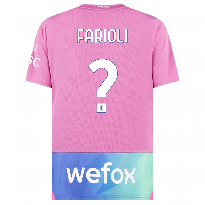 Barn Simone Farioli #0 Rosa Lilla Tredje Sett Drakt Trøye 2023/24 Skjorter T-Skjorte