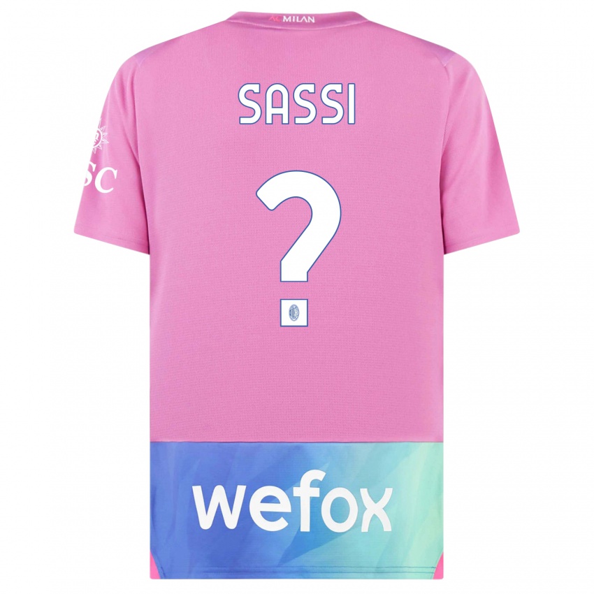 Barn Simone Sassi #0 Rosa Lilla Tredje Sett Drakt Trøye 2023/24 Skjorter T-Skjorte