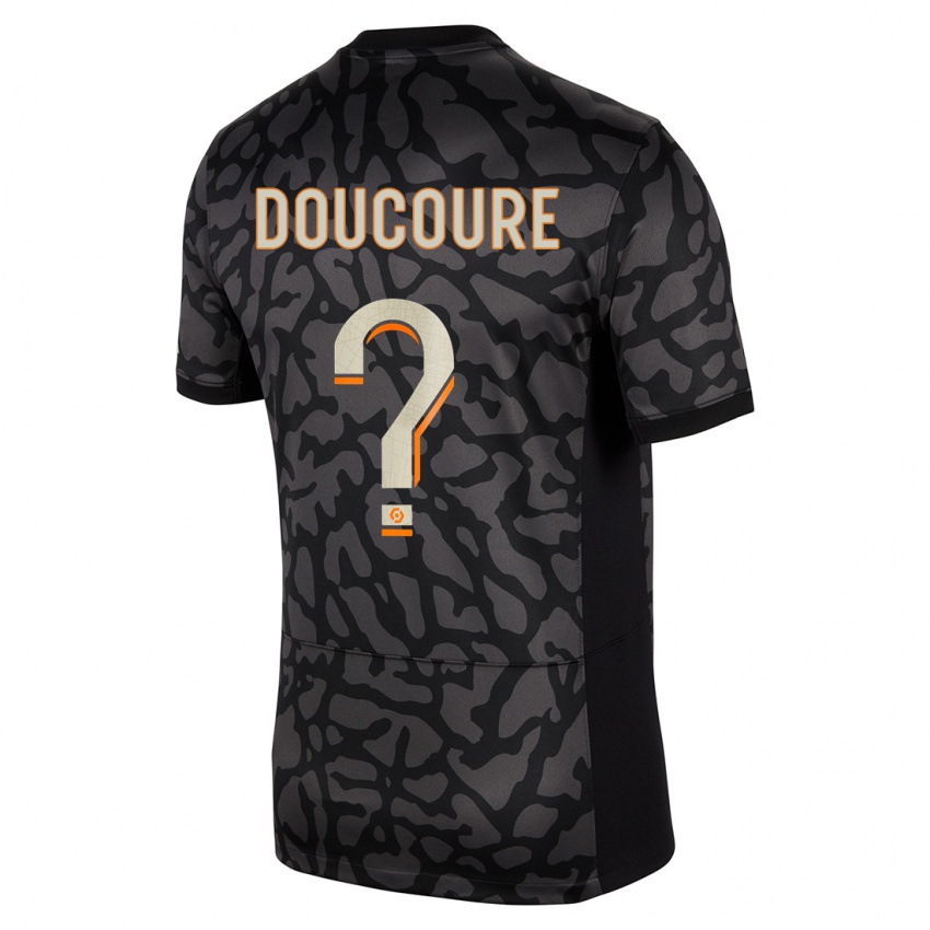 Barn Sekou Doucoure #0 Svart Tredje Sett Drakt Trøye 2023/24 Skjorter T-Skjorte