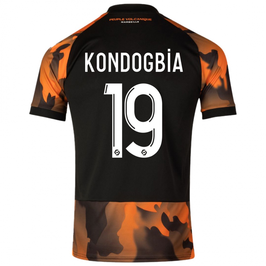 Barn Geoffrey Kondogbia #19 Svart Oransje Tredje Sett Drakt Trøye 2023/24 Skjorter T-Skjorte