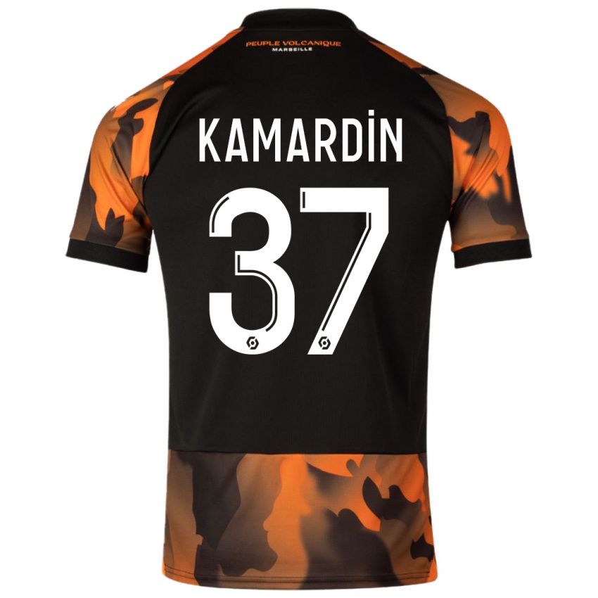 Barn Aaron Kamardin #37 Svart Oransje Tredje Sett Drakt Trøye 2023/24 Skjorter T-Skjorte