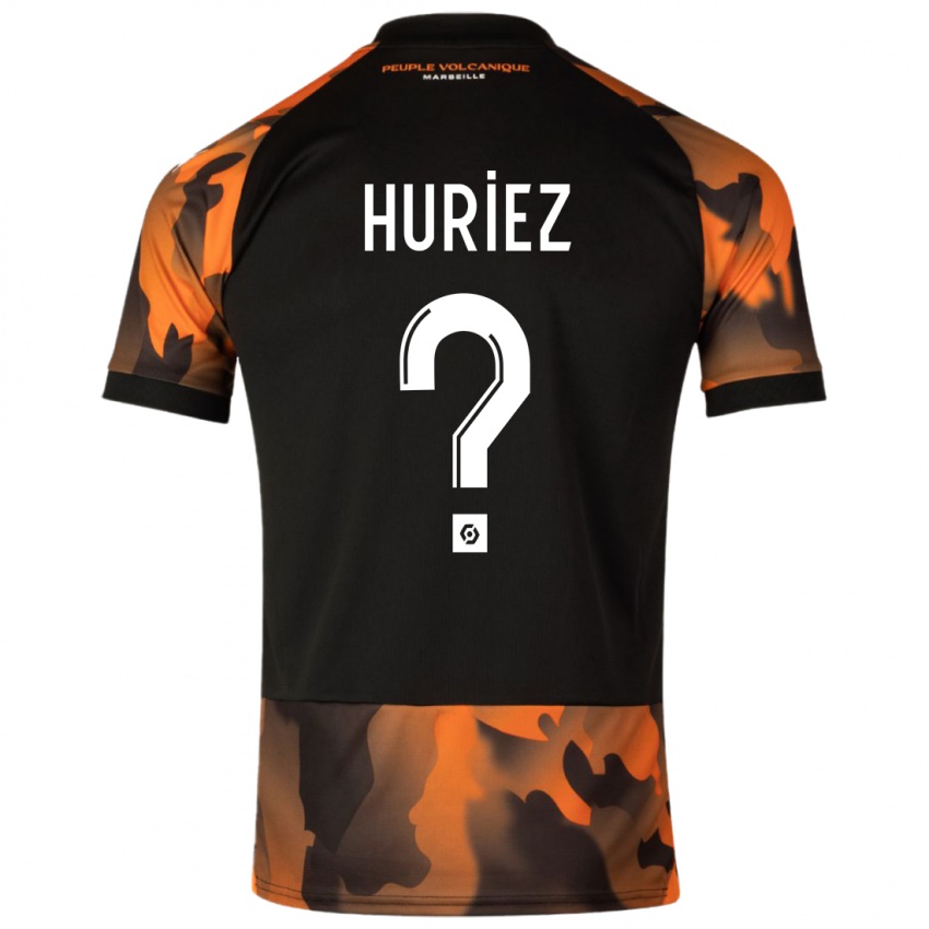 Barn Evan Huriez #0 Svart Oransje Tredje Sett Drakt Trøye 2023/24 Skjorter T-Skjorte