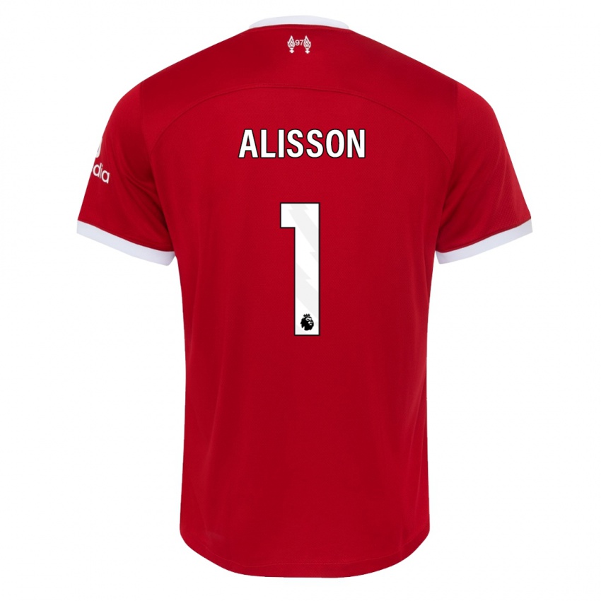 Mann Alisson #1 Rød Hjemmetrøye Drakt Trøye 2023/24 Skjorter T-Skjorte