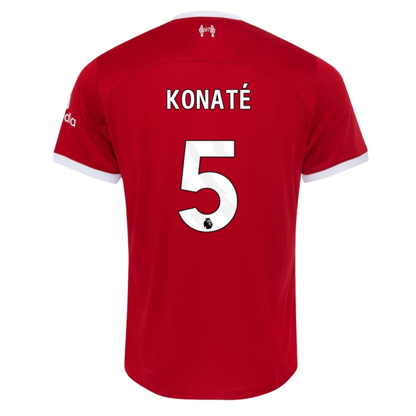 Mann Ibrahima Konate #5 Rød Hjemmetrøye Drakt Trøye 2023/24 Skjorter T-Skjorte