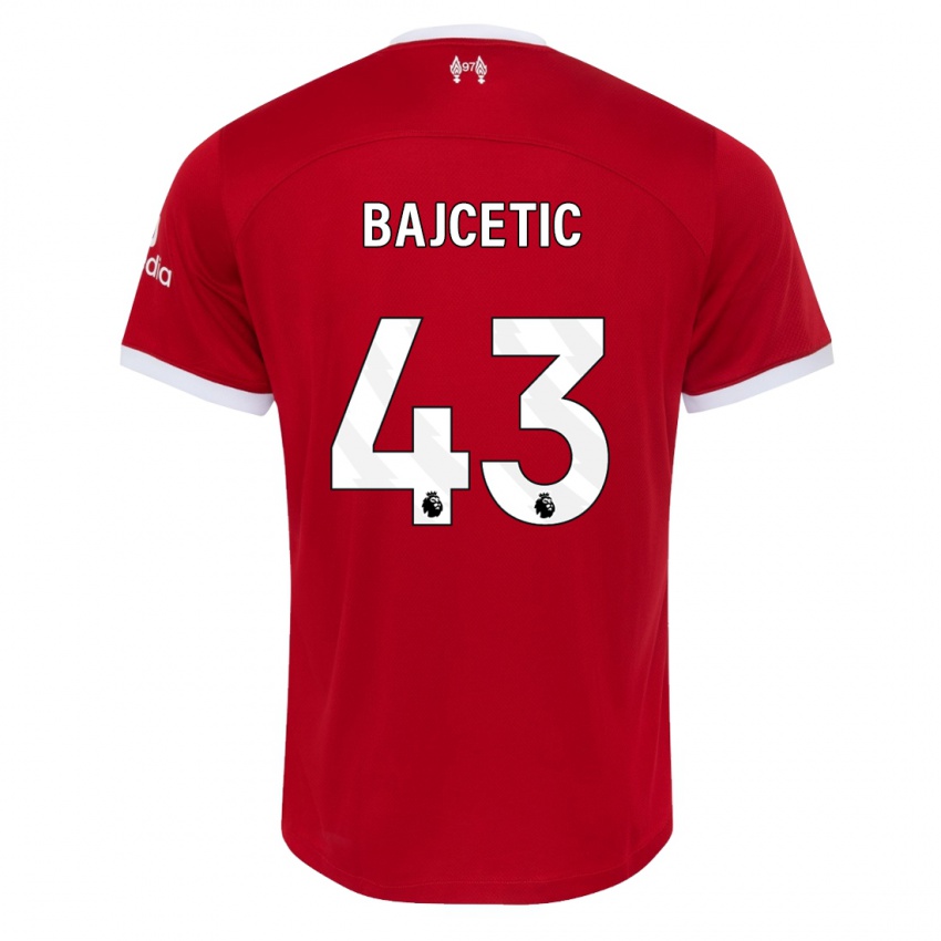 Mann Stefan Bajcetic #43 Rød Hjemmetrøye Drakt Trøye 2023/24 Skjorter T-Skjorte