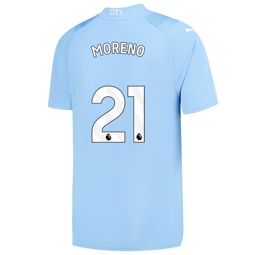 Mann Marlos Moreno #21 Lyse Blå Hjemmetrøye Drakt Trøye 2023/24 Skjorter T-Skjorte