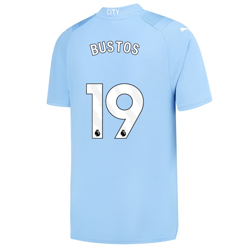 Mann Nahuel Bustos #19 Lyse Blå Hjemmetrøye Drakt Trøye 2023/24 Skjorter T-Skjorte