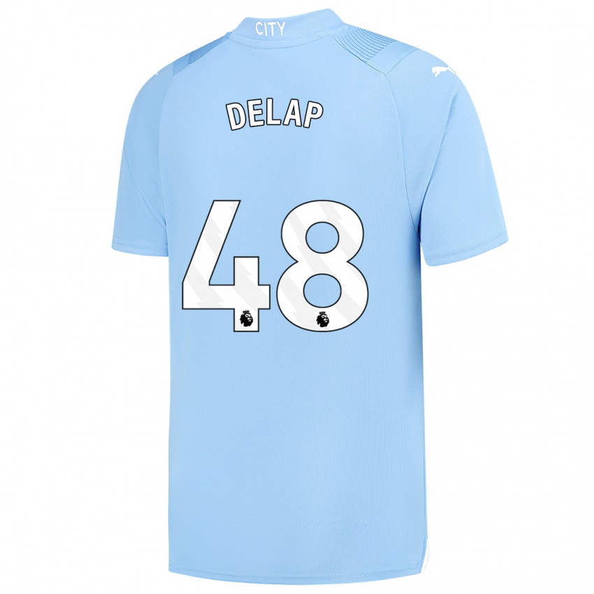 Mann Liam Delap #48 Lyse Blå Hjemmetrøye Drakt Trøye 2023/24 Skjorter T-Skjorte