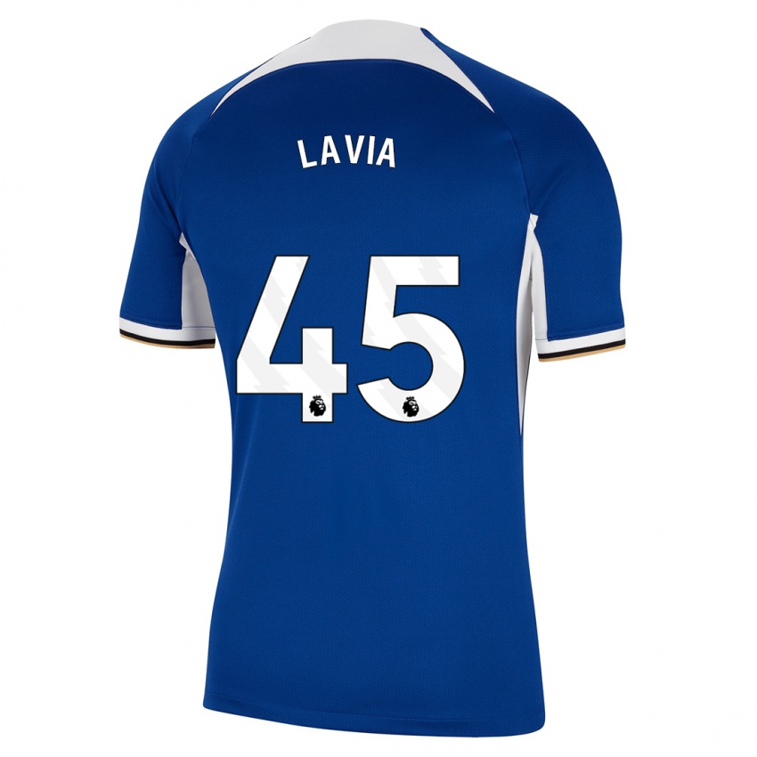 Mann Romeo Lavia #45 Blå Hjemmetrøye Drakt Trøye 2023/24 Skjorter T-Skjorte