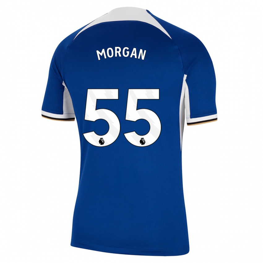 Mann Jimmy-Jay Morgan #55 Blå Hjemmetrøye Drakt Trøye 2023/24 Skjorter T-Skjorte