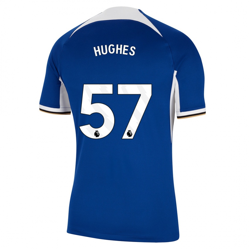 Mann Brodi Hughes #57 Blå Hjemmetrøye Drakt Trøye 2023/24 Skjorter T-Skjorte