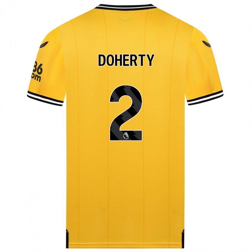 Mann Matt Doherty #2 Gul Hjemmetrøye Drakt Trøye 2023/24 Skjorter T-Skjorte