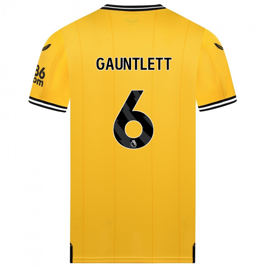 Mann Maz Gauntlett #6 Gul Hjemmetrøye Drakt Trøye 2023/24 Skjorter T-Skjorte