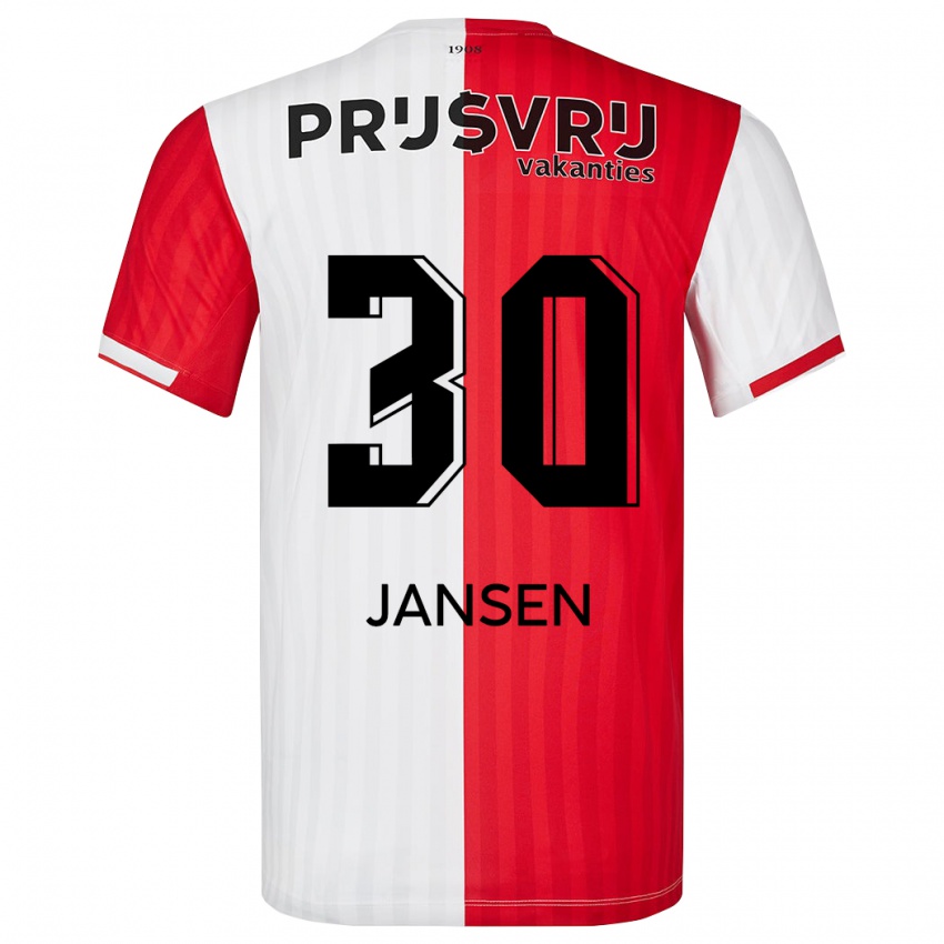 Mann Thijs Jansen #30 Rød Hvit Hjemmetrøye Drakt Trøye 2023/24 Skjorter T-Skjorte