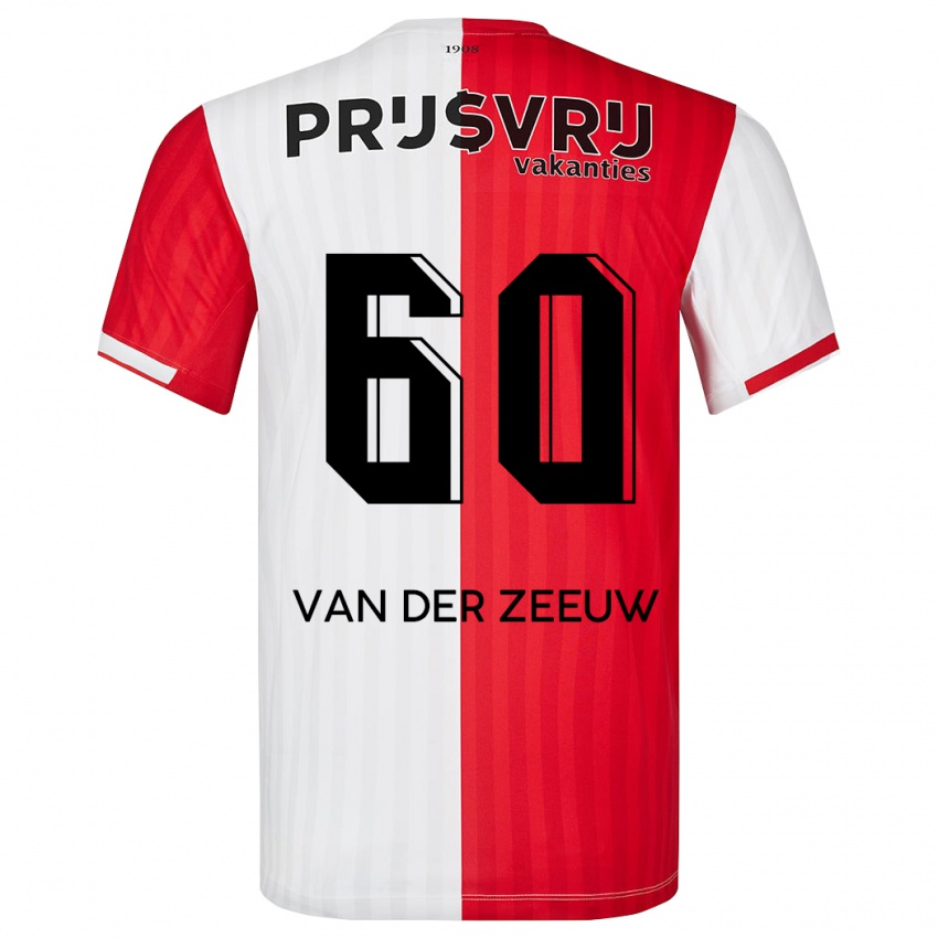 Mann Twan Van Der Zeeuw #60 Rød Hvit Hjemmetrøye Drakt Trøye 2023/24 Skjorter T-Skjorte