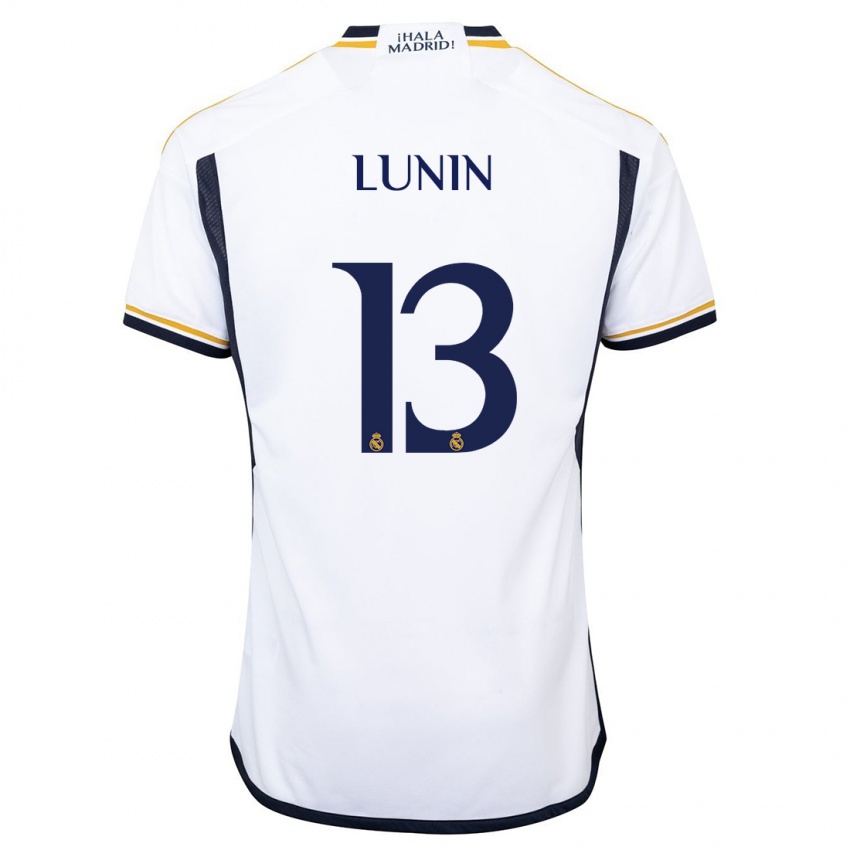 Mann Andriy Lunin #13 Hvit Hjemmetrøye Drakt Trøye 2023/24 Skjorter T-Skjorte