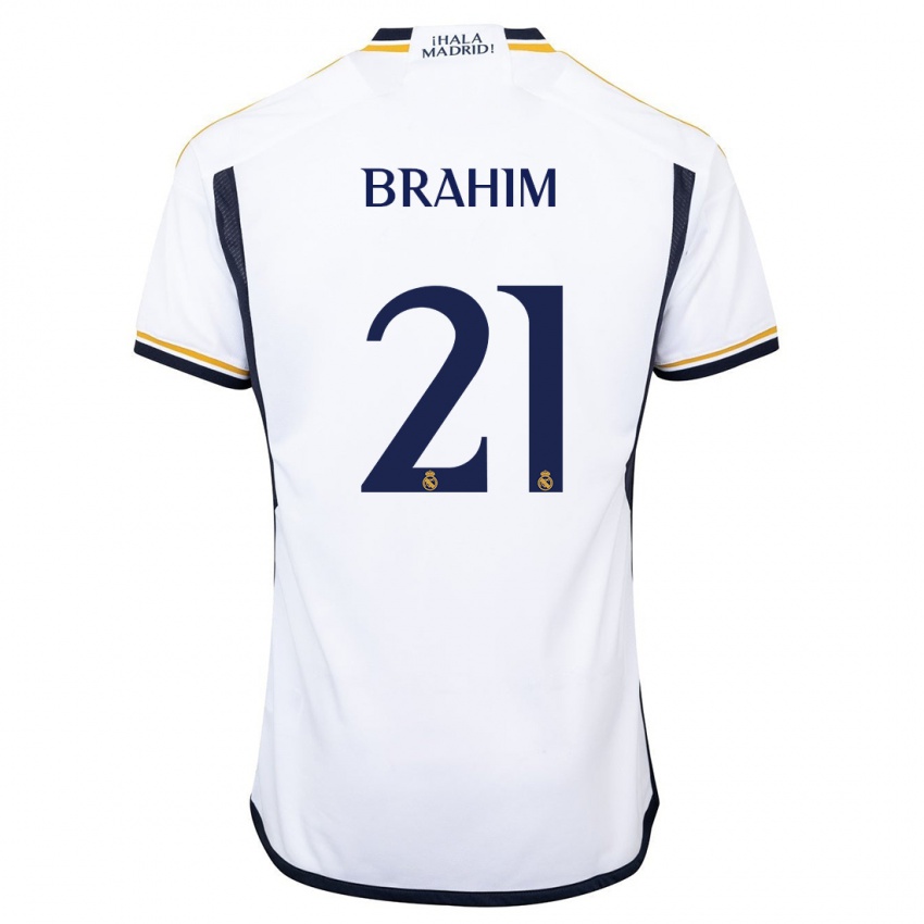 Mann Brahim Diaz #21 Hvit Hjemmetrøye Drakt Trøye 2023/24 Skjorter T-Skjorte