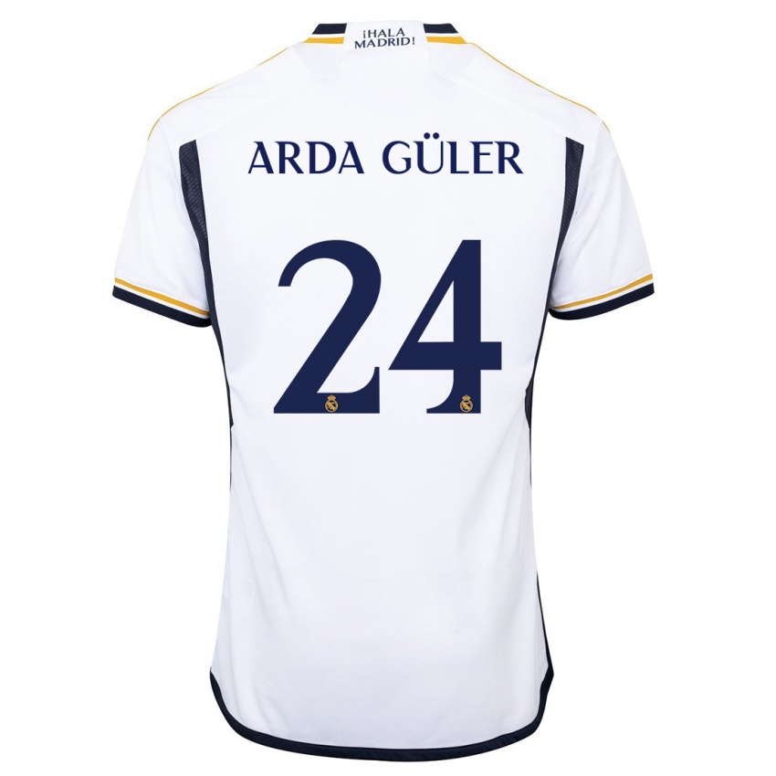 Mann Arda Güler #24 Hvit Hjemmetrøye Drakt Trøye 2023/24 Skjorter T-Skjorte