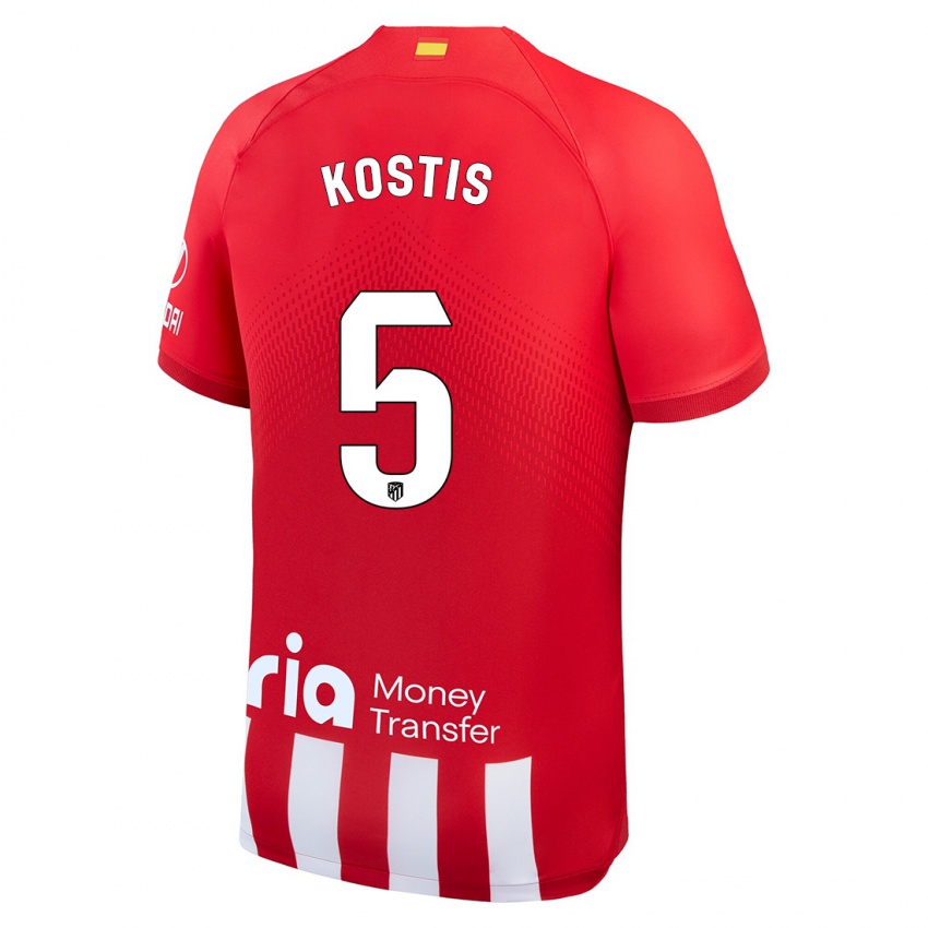 Mann Ilias Kostis #5 Rød Hvit Hjemmetrøye Drakt Trøye 2023/24 Skjorter T-Skjorte