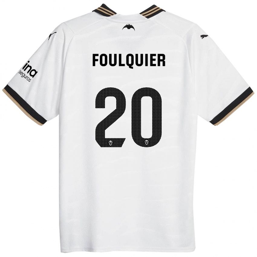 Mann Dimitri Foulquier #20 Hvit Hjemmetrøye Drakt Trøye 2023/24 Skjorter T-Skjorte
